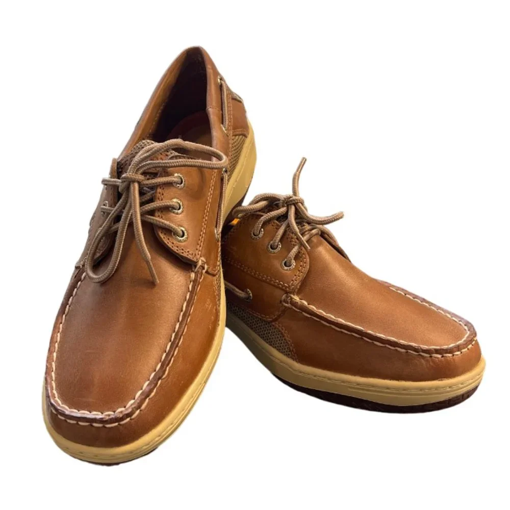 Men's Sperry Billfish 3-Eye Boat Shoe, Dark Tan, Size 12W, New in Box - Picture 1 of 11